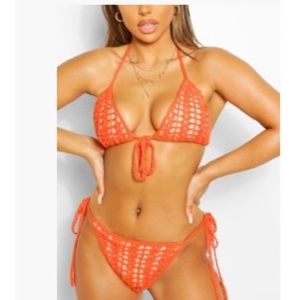 Knitted Crochet Triangle Tie Sunset Bikini